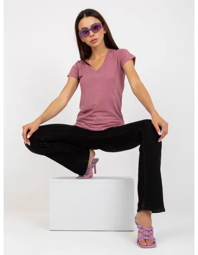 Dámské tričko s výstřihem do V bavlněné GUY růžové