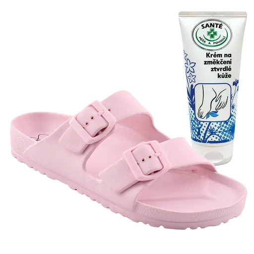 SANTÉ Dámské pantofle EB/2025 PINK v.36 + krém na zvláčnění kůže