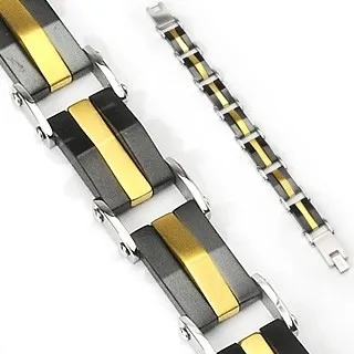 Náramek z chirurgické oceli - trojbarevný, matné články a lesklé spoje