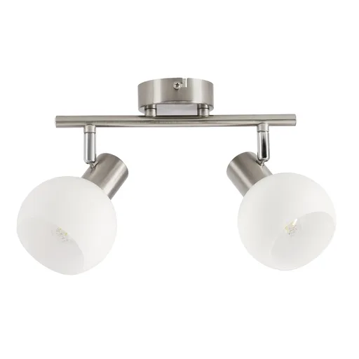 NOVO lampa sufitowa listwa satyna nikiel 2x40W E14 klosz biały