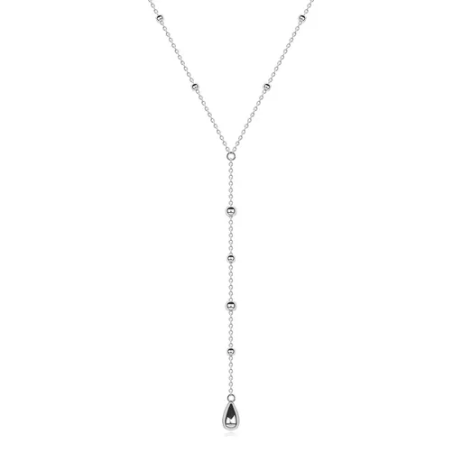 Stříbrný náhrdelník 925 s kuličkami a přívěskem kapky