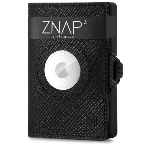 Slimpuro ZNAP Airtag Wallet, 12 karet, přihrádka na mince, 8,9 x 1,8 x 6,3 cm (Š x V x H), ochrana RFID