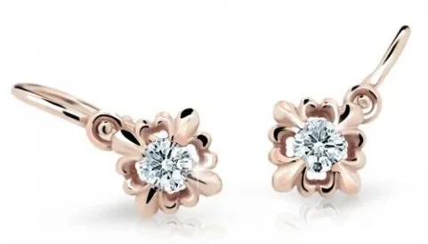 Cutie Jewellery Roztomilé dětské náušnice z růžového zlata C2212-10-X-4 bílá