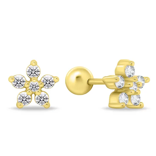 Brilio Silver Něžné pozlacené náušnice s čirými zirkony EA1092Y