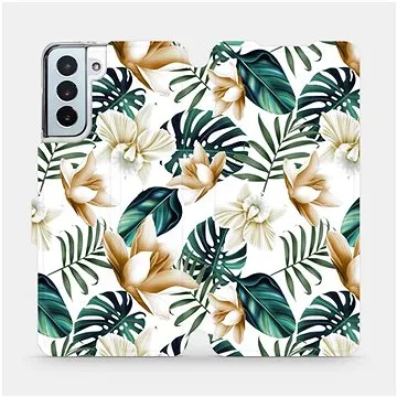 Flipové pouzdro na mobil Samsung Galaxy S21 Plus 5G - MC07P Zlatavé květy a zelené listy (5903516618156)