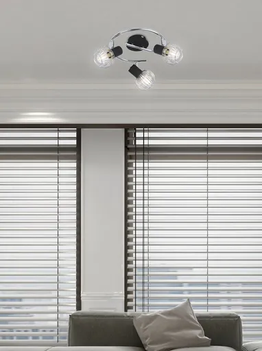 Spirálová stropní lampa 3X40W E14 černá/chrom OSLO