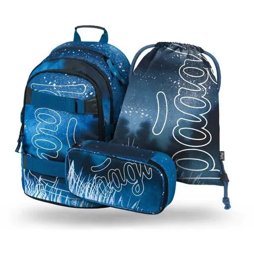 BAAGL 3 SET SKATE STEEL Školní set, modrá, velikost