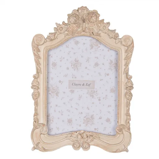 Béžový antik fotorámeček zdobený růžemi Rosa - 18*2*25 cm / 13*18 cm 2F1213