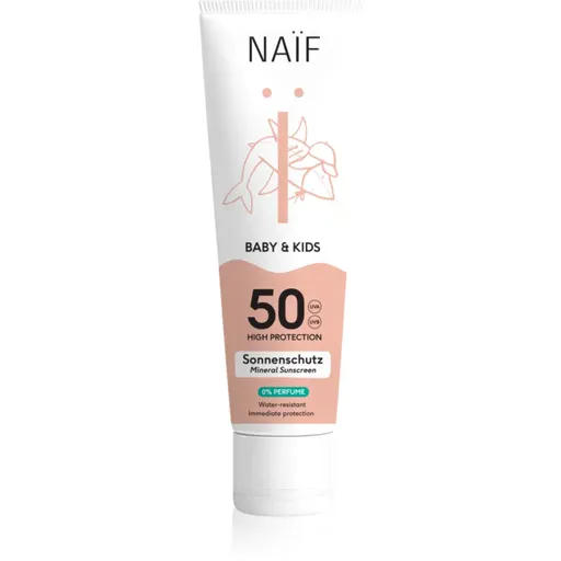 Naif Baby & Kids Mineral Sunscreen SPF 50 0 % Perfume ochranný krém na opalování pro miminka a děti bez parfemace SPF 50 100 ml