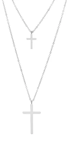 Troli Nadčasový dvojitý ocelový náhrdelník Křížek