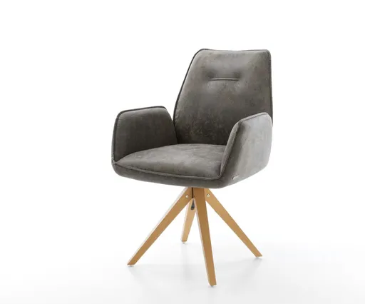 Otočná židle Zoa-Flex šedá vintage mikrovlákno dřevěná podnož