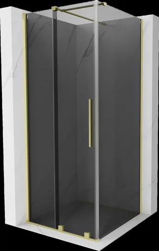MEXEN/S Velar sprchový kout, posuvné dveře 90 x 90, grafit, zlato kartáčovaná 871-090-090-41-55