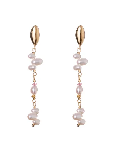 Alisia Visací pozlacené náušnice s perlami a turmalínem AL4660.01.000