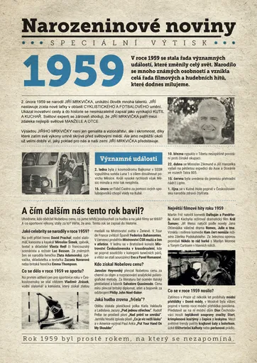 Narozeninové noviny 1959 s vlastní fotografií a textem, S fotografií a textem