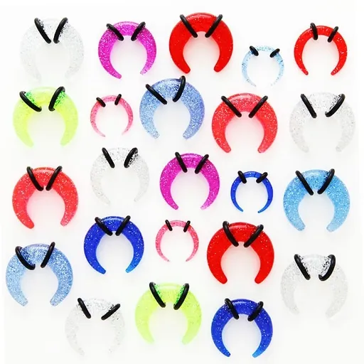 Expander do ucha se třpytkami - Rozměr: 3 x 15 mm, Barva piercing: Růžová