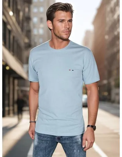 Pánské tričko s výšivkou modré