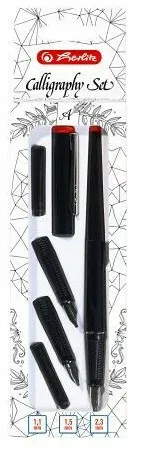 Herlitz - Kaligrafické pero černé plnicí - sada