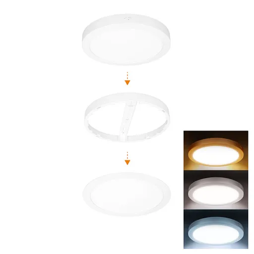 Solight LED mini panel koupelnový 2v1, 3CCT, podhledový/přisazený, 24W, 2040lm, IP54, bílá, kulatý WD244-W