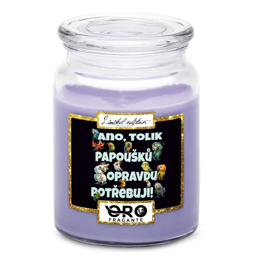 Svíčka Tolik papoušků (Vůně svíčky: Levandule)