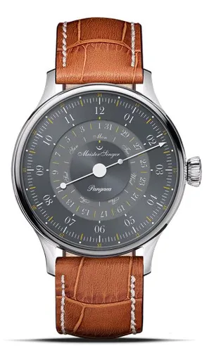 MeisterSinger Pangaea Day Date 365 Grey PDD365927 - Světle hnědý kožený řemínek