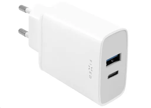 Fixed nabíječka do sítě, konektor USB-C + USB-A, podpora PD, 30 W, bílá