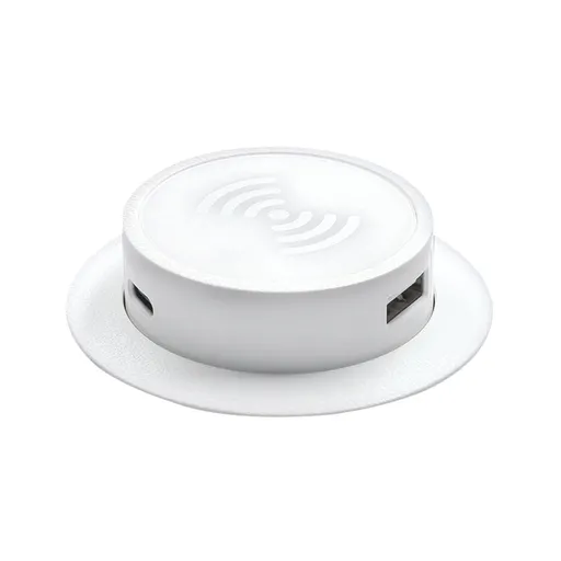 Solight bezdrátová 15W + USB A+C 20W PD výsuvná nabíječka, bílá DC64W-PD20