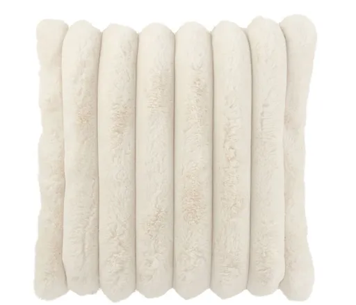 Bílý plyšový měkoučký žebrovaný polštář Soft Gio - 45*45 cm  J-Line by Jolipa