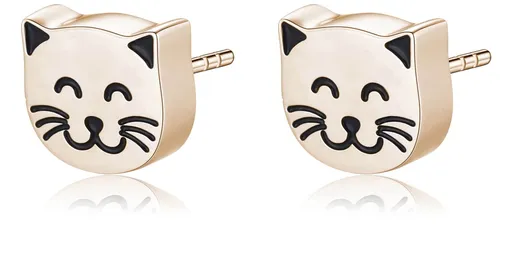 S'Agapõ Krásné bronzové náušnice kočičky CLICK SCK155