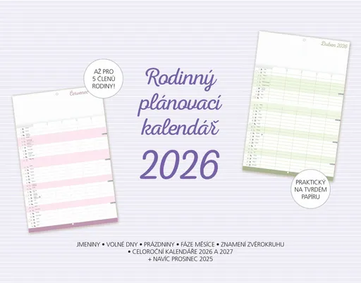 Rodinný plánovací kalendář 2026 - prázdný