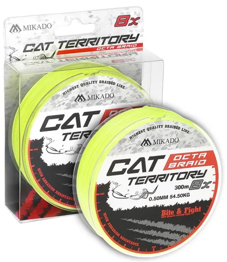 Mikado pletená šňůra cat territory octa braid fluo 300 m - 0,60 mm 61,8 kg