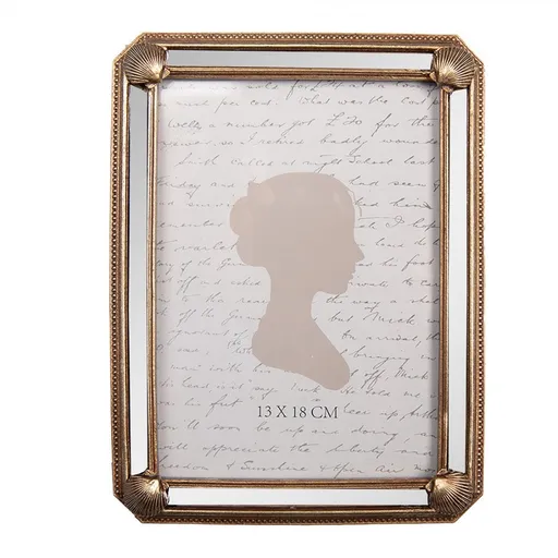 Zlatý fotorámeček s mušličkami a zrcátky - 16*2*21 cm / 13*18 cm 2F1343