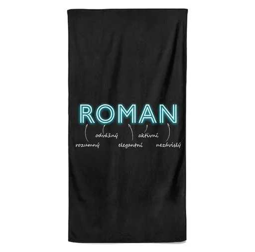Osuška Mužská jména – NEON (Jméno: Roman, Velikost osušky: 100x170cm)