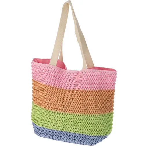 Plážová taška pruhovaná 47 x 15 x 38 cm, růžová