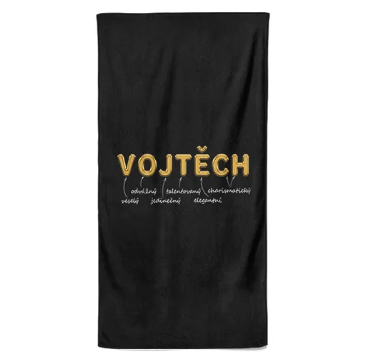 Osuška Mužská jména – GOLD (Jméno: Vojtěch, Velikost osušky: 100x170cm)