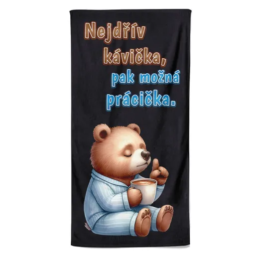 Osuška Kávička pak prácička (Velikost osušky: 70x140cm)