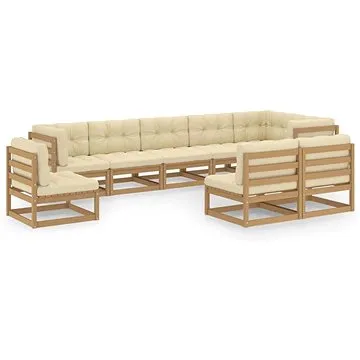 9dílná zahradní sedací souprava s poduškami masivní borovice, 3076687 (3076687)