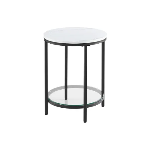 Moderní kulatý stolek s mramorovou deskou a sklem 45x55 cm