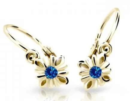 Cutie Jewellery Půvabné dětské náušnice ze žlutého zlata C2261-10-X-1 modrá