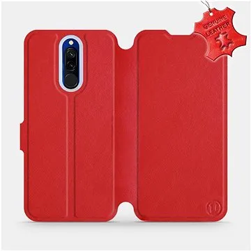 Flip pouzdro na mobil Xiaomi Redmi 8 - Červené - kožené -   Red Leather (5903516076918)