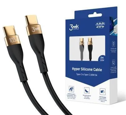 3mk datový kabel - Hyper Silicone Cable C to C 2m 100W, černá