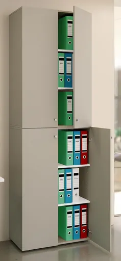 VCM Kancelářská skříň Lona 2XL s otočnými dveřmi, šedá