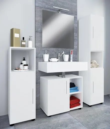 VCM 4dílná koupelnová sada nábytku Flandu III, bílá