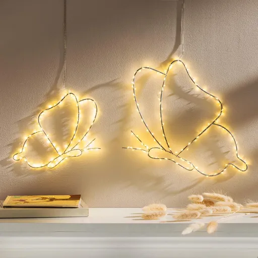 Závěsné LED dekorace Motýli, sada 2 ks