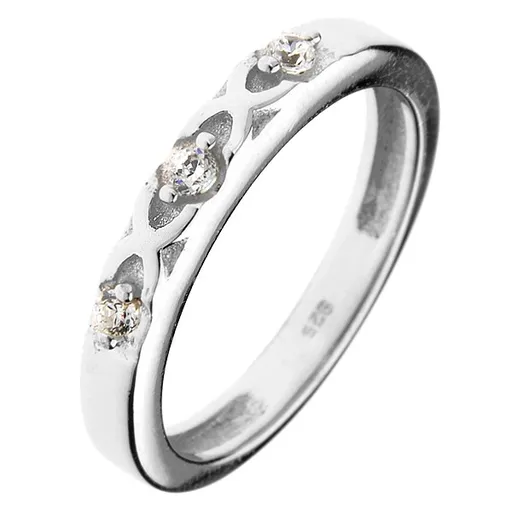 Prsten ze stříbra 925 - překřížené pásky, tři zirkony - Velikost: 63