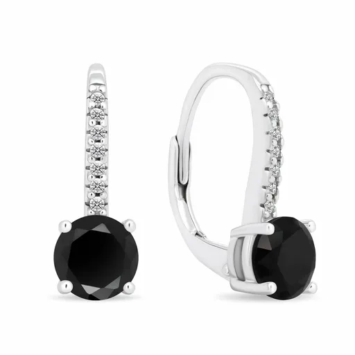 Brilio Silver Třpytivé stříbrné náušnice s černým zirkonem EA415WBC