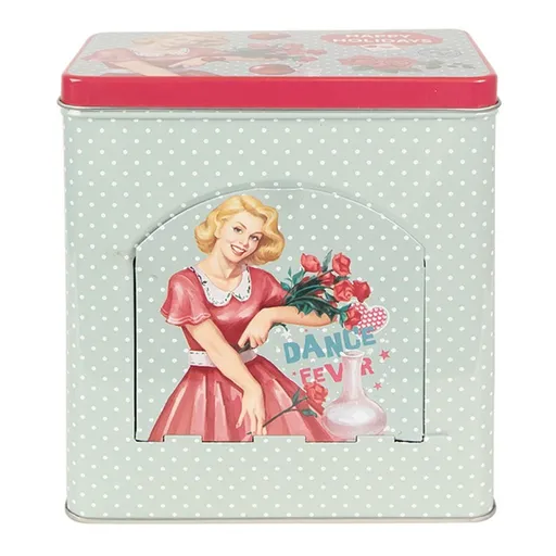 Zelená plechová dóza s víkem a otvorem Sweet Bakery - 16*10*18 cm Clayre & Eef