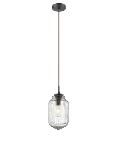 NOVA LUCE závěsné svítidlo NORD čiré sklo hnědá kovová základna hnědý kabel E14 1x5W IP20 bez žárovky 838184