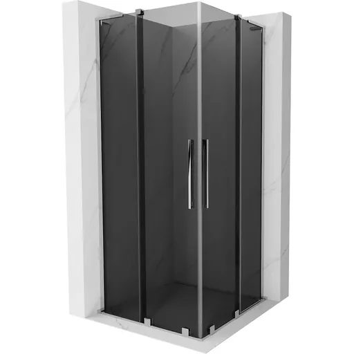 MEXEN/S Velar L Duo sprchový kout, posuvné dveře 90 x 90, grafit, chrom 871-090-090-02-43-01