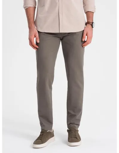 Pánské chino kalhoty klasického střihu V1 OM-PACP-0188 tmavě béžové