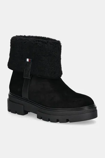 Semišové boty Tommy Hilfiger FAUX FUR SUEDE ROLL-DOWN BOOT